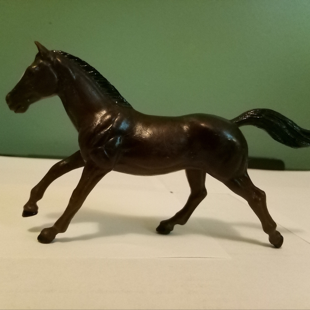 Vintage ERTL Dark Brown Hard Plastic Stallion Horse Figurine